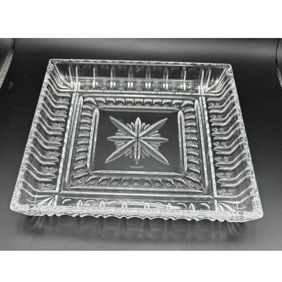 Vintage Waterford Crystal O'Connell Star Cut Square Vide Poche Tray Platter 10" - Picture 2 of 9